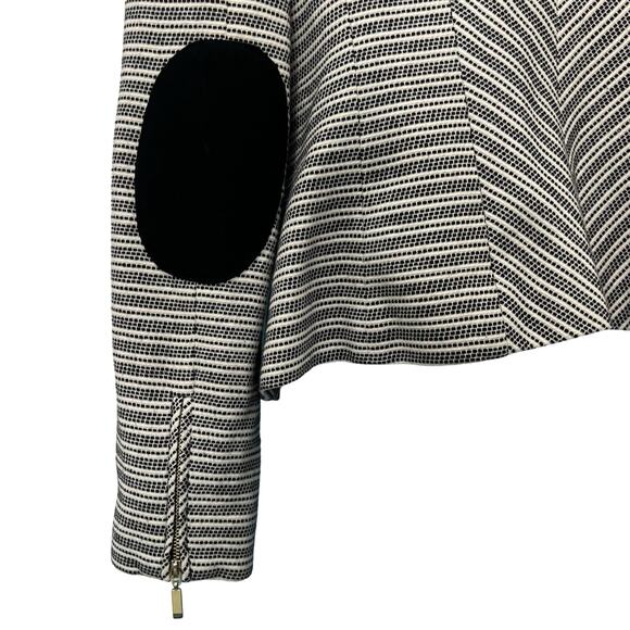 Tommy Hilfiger Navy Blue White Chevron Stripe Full Zip Blazer sz 6 Elbow Patches - Picture 12 of 12